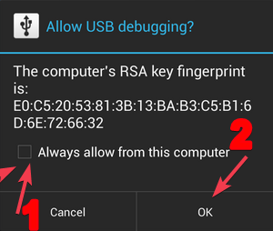 دایالوگ فعال سازی USB Debugging در اندروید 4.2 به بالا ( 8,7,6,5 و ...)